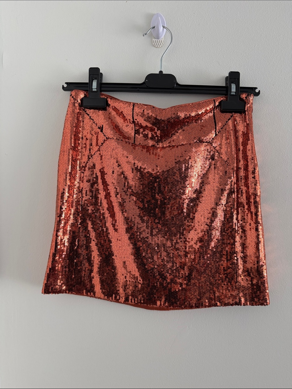 Diane Von Furstenberg Copper Sequin Mini Skirt